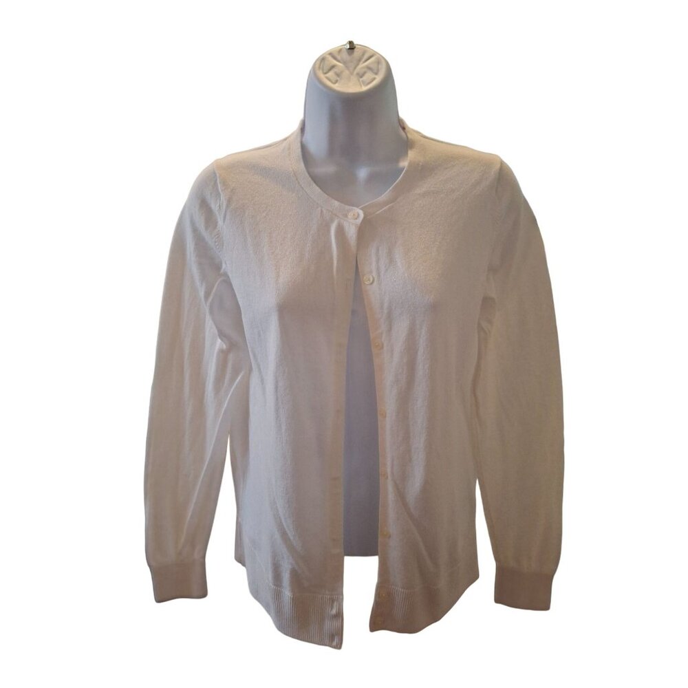 Banana Republic Womens Cardigan Sweater Medium White Long Sleeve Minimalist
